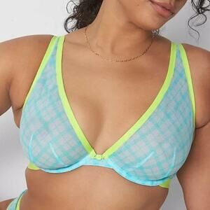 Cacique Bra sz 40I Plaid Print Underwire Bra